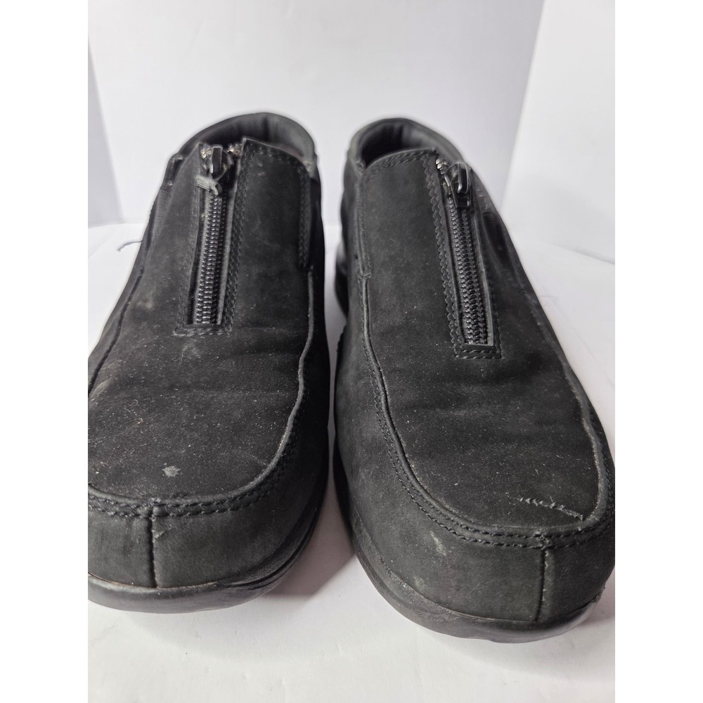 Dr Scholls‎ Womens Black Nubuck Leather Front Zip Comfort Loafers Size 8.5 5166